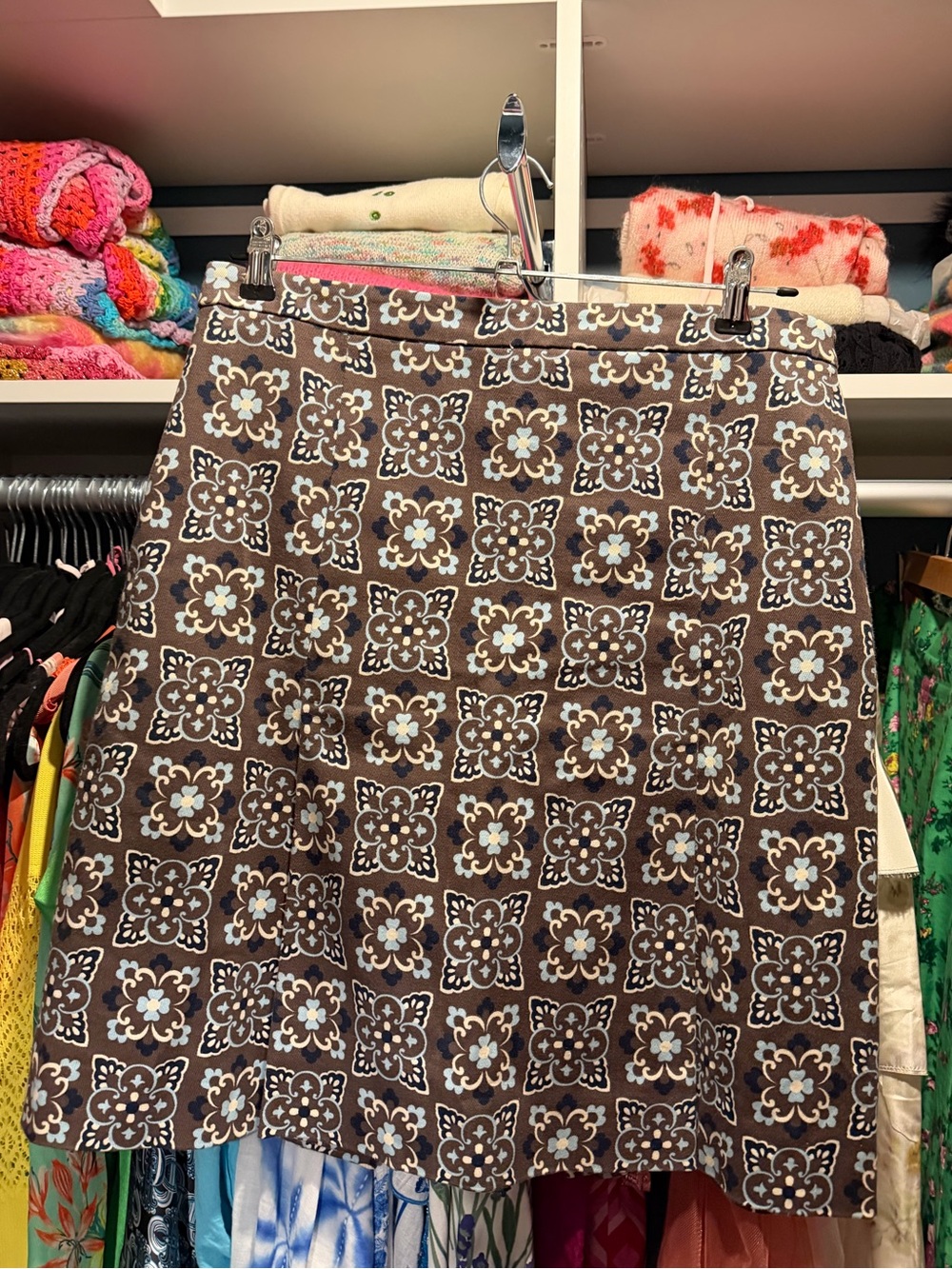 Moschino Cheap and Chic brown and blue mini skirt